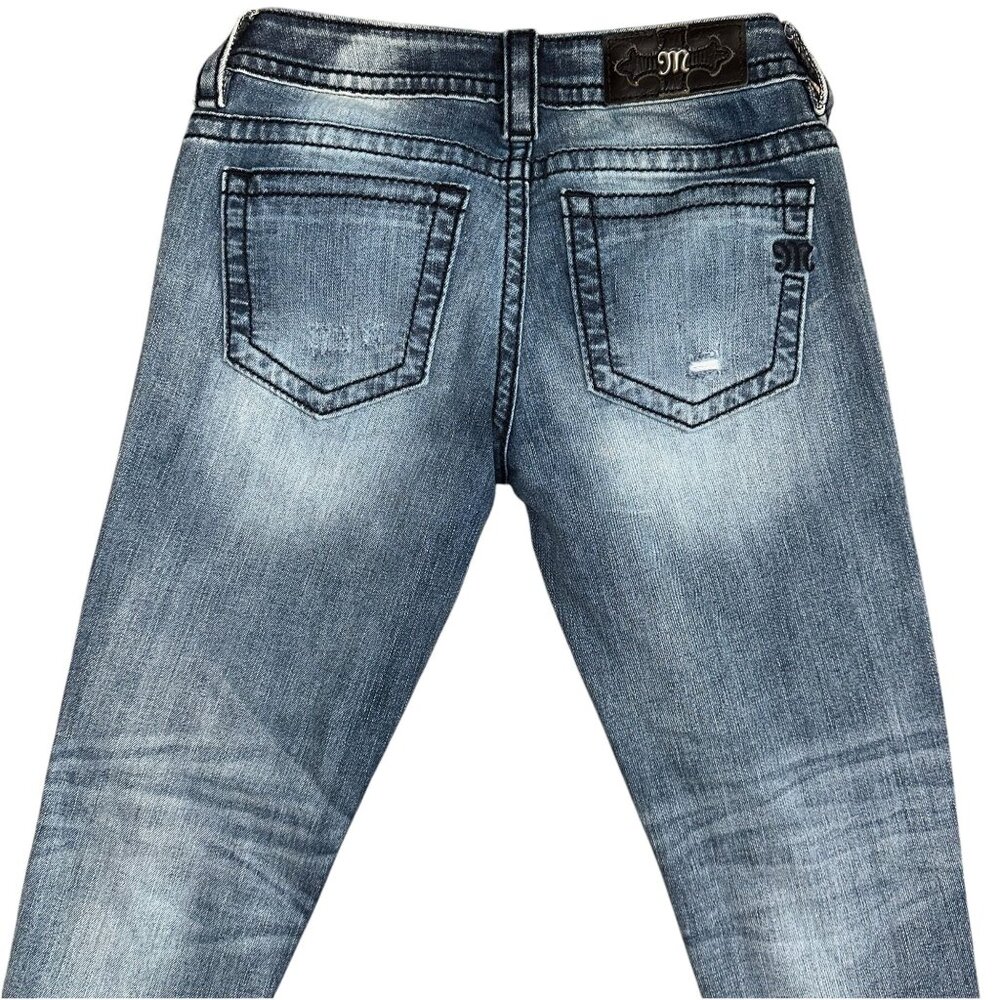Miss Me JP7668AK Ankle Skinny Womens Jeans 26 26 Embroidered Floral Distressed - Picture 5 of 7